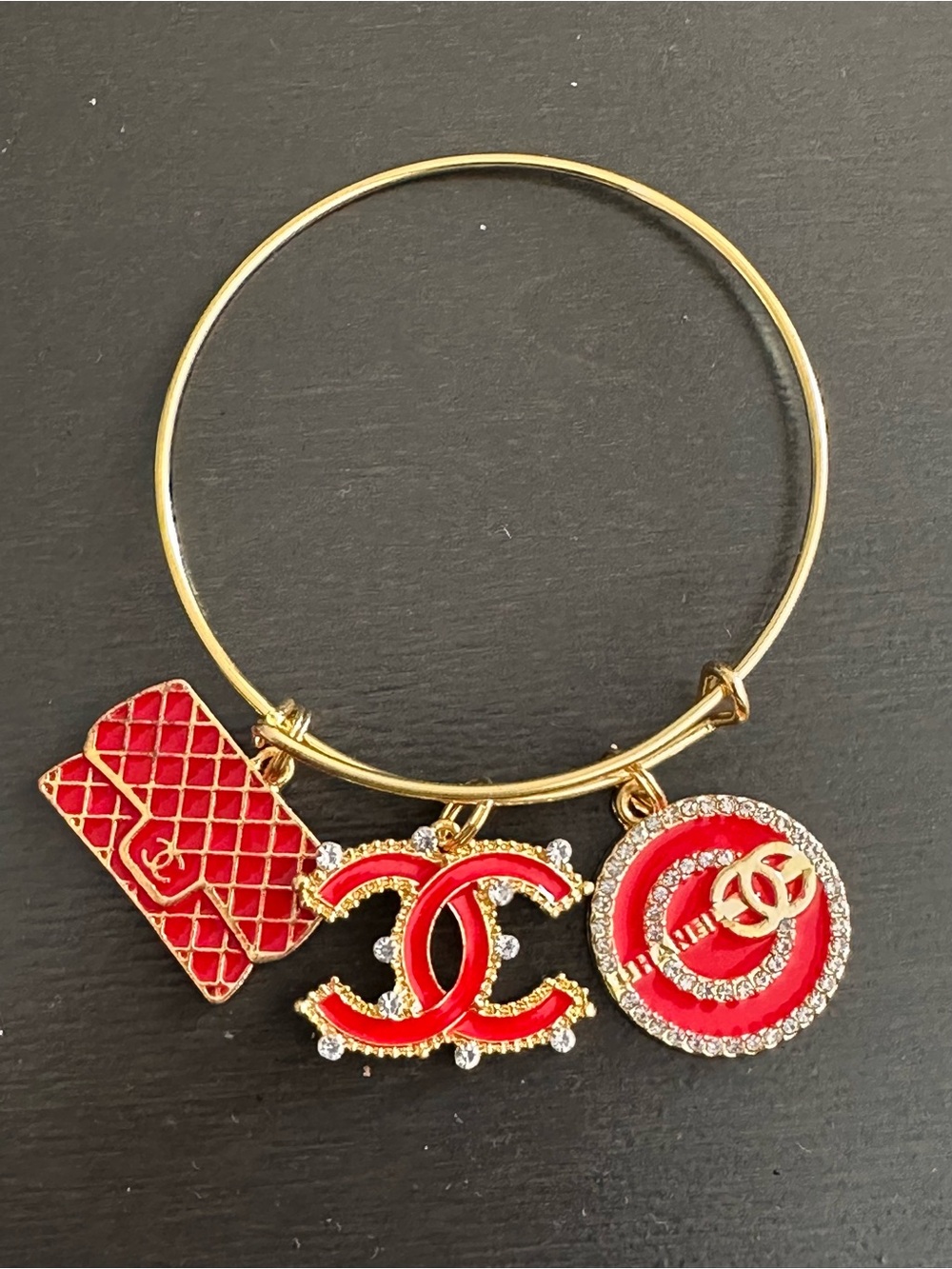 No Boundaries Gold-Tone Bracelet with Red Enamel Charms